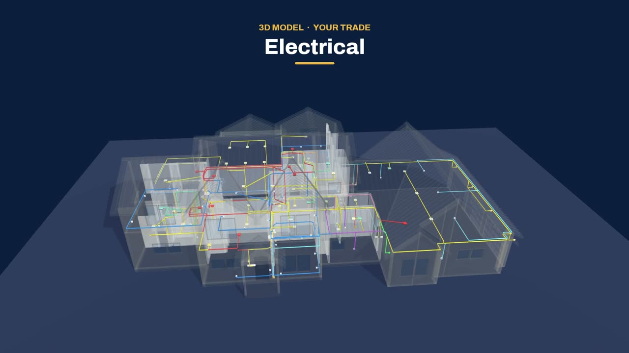 Modelo 3D de una casa con la parte eléctrica